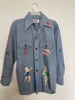 1975 Vtg custom painted kids Levi's chambray denim button up size 12 or XS Adult