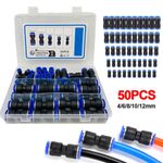 50x Straight Push Connectors Pneumatic Connect Fittings Air Line Quick Hose sets
