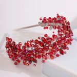 Red Crystal Headband Tiara Party Rhinestone Bridal Hairpiece Hair Accessories UK