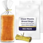 Bread Storage Bags Reusable Clear Plastic Bread Bag With Twist Ties