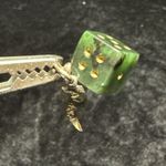 1 Genuine Natural Canadian Nephrite Jade Dice charm with sterling silver tag 925