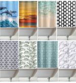 Shower Curtain Modern Waterproof Mould Proof Bathroom Curtains + Hooks 180x180cm
