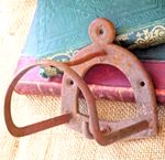 Wrought iron Horse Equine tack bridle Rack hook Farm Stable Vintage