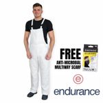 Endurance Bib and Brace Workwear Overalls Painter Decorator White Elasticated