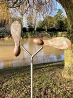 Sycamore Seed Kinetic Wind Sculpture, Tall Spinning Garden Art Stake Ornament