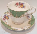 Paragon fine bone china teacup & saucer duo Rockingham green
