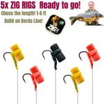 Zig Rigs Ready Made x5 - Ready to Use - Zig Rig Foam Carp Fishing 1-6 FT  - UK