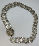 Antique Chinese Export Silver-Plated Fish Link Belt Buckle Vintage RARE