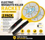 2 PACKS ELECTRIC FLY BUG ZAPPER RACKET Insect Swatter Mosquito Wasp Instant Kill