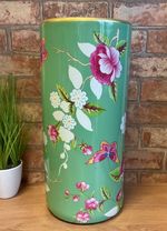 Mint Green & Pink Flowers Ceramic Umbrella/Walking Stick Stand /Large Vase 0887