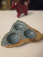 STUDIO POTTERY GLAZED DISH  SIGNED PIECE UNKNOWN ARTIST ? TEA LIGHT HOLDER🇬🇧