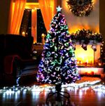 FIBER OPTIC CHRISTMAS TREE GREEN XMAS LED WITH STAR 2FT 3FT 4FT 5FT 6FT 7FT