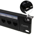 24 Port Rack Mount RJ45 CAT5e In Line Through Coupler Patch Panel with Back Bar