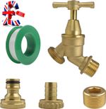 Garden Outdoor Traditional Brass Tap Kit with PTFE Tape,Barb/Click Hose Connecto