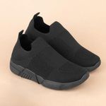 Lilley Womens Shoes Black Adults Ladies Flat Knitted Casual Slip On SIZE