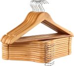 20 WOODEN COAT HANGERS SUIT GARMENTS CLOTHES WOOD HANGER TROUSER BAR SET