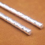 Real 999 Fine Silver Chopsticks Healthy Life Bamboo Style 8.26inch For Adults
