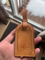 Authentic Louis Vuitton large leather luggage tag !