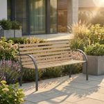 Slatted Garden Bench 3 Seater Wooden Outdoor Patio Park Seating Furniture Seat