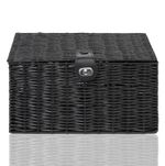 Resin Woven Hamper Storage Basket Box with Lid & Lock