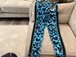 adidas Aeroready leggings tights animal print blue black Age 11-12