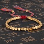 Handmade Tibetan Copper Beads Bracelet Buddhist Good Luck Rope Bracelet Jewelry.