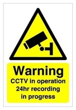 Warning CCTV in operation 24hr recording in progress Safety sign