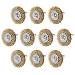 1-1/2Inch Wire Wheel Brush Copper Plated Crimped Steel 1/4-Inch Shank 10 Pcs