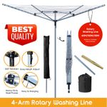 Heavy Duty 60m Rotary Washing Line 4 Arm Outdoor Clothes Airer Dryer Cover UK