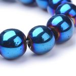 Non Magnetic Blue Round Hematite Beads Grade A -  65-70 Beads Per Strand