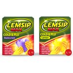 LEMSIP MAX COLD & FLU [ Lemon OR Blackcurrant] FEVER HEADACHE BLOCKED NOSE 