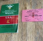 Rugby Programme & Press Match Ticket Wales v USA 1987 With World Cup Details
