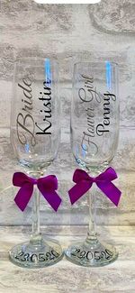 Personalised Wedding Bridal Party Hen Party Prom Rose Gold Champagne Flute Glass
