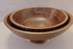 VTG Wood Bowl Centerpiece MCM Large Carved Vessel Decor Distressed Footed 2 PC