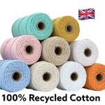 🌿 SALE 5mm Single Twisted British Macramé Cord 100% Recycled Cotton Tracked48🌿