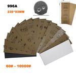 996A 93mmx230mm Wet and Dry Sandpaper Sanding Sheets Sand Paper 60 - 10000 Grit