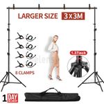 3× 3M Heavy Duty Photo Backdrop Stand Kit Strong Photography Background Studio