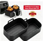 2X Silicone Air Fryer Liners Ninja Premium Dual Reusable Non-Stick Basket Insert