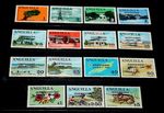 ANGUILLA 1969 INDEPENDECE O/PRINTS SET OF 15 ISSUES TO $5  FINE  M/L/H