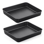 Homikit Nonstick Baking Tray Set of 2, Stainless Steel Deep Cake Tins for Trayba