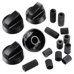 4 X Fully Universal Cooker Oven Hob Black Control Knobs With 12 Adaptors