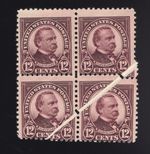 EFO (1922-25) #564 12¢ DRAMATIC paper triple fold unused block of (4) stamps