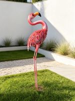 Large HandMade Metal Flamingo Indoor Outdoor Garden Ornament Sculpture New Gift