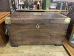19th Century Military Campaign Chest Oak with Brass Corners & Name Plate