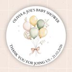 Baby Shower Stickers Neutral Personalised Party Sticker, Beige Baby Shower Label
