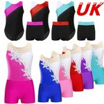 UK Kids Girls' Gymnastics Leotards Ballet Unitard Gym Bodysuit with Shorts Dance