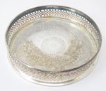 Bottle Coaster Wine Holder Silver Plated Pierced Gallery Engine Turned Base
