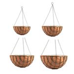 Hanging Baskets 12" 14" 16" 18" Liners Round Wire Coco Metal Green Planter Chain