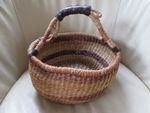 Handwoven African Bolga Basket Ghana Elephant Grass Market Shopping Straw Bag