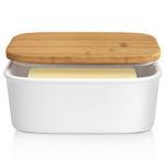 Butter Dish With Lid Ceramic Porcelain Storage Container Kitchen Holder White UK
